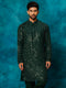 Men's Green Georgette Sequins Kurta